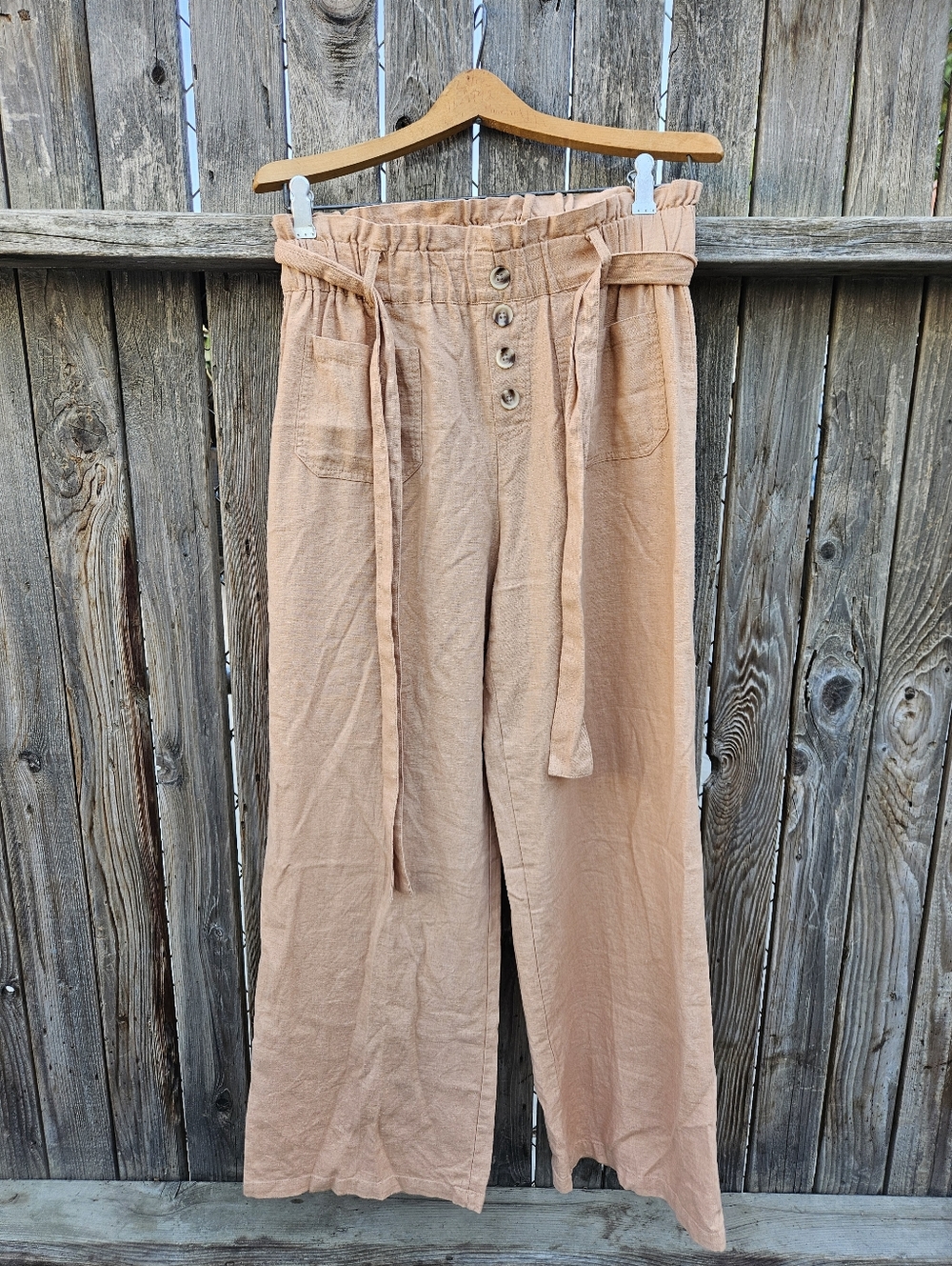 JL Wide Leg Paperbag Waist Pants in Peach Women's Size M - Picture 4 of 16
